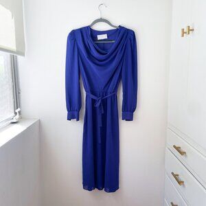 Marie Claire Cowl Neck Dress Bright Blue Size Small